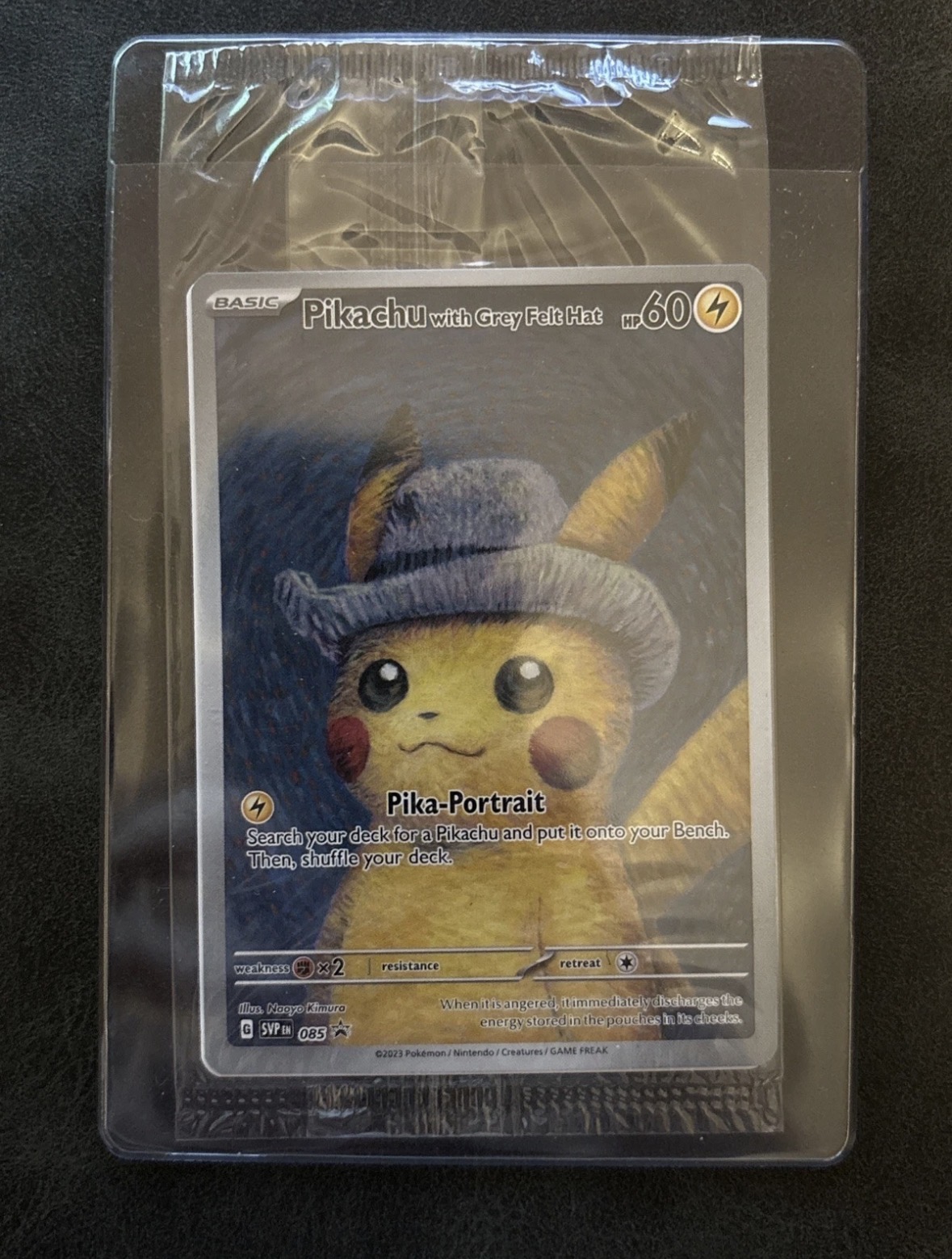 2023 Pokémon Pikachu with Grey Felt Hat 2023 Pokemon x Van Gogh Pikachu with Grey Felt Hat #085 Promo PSA