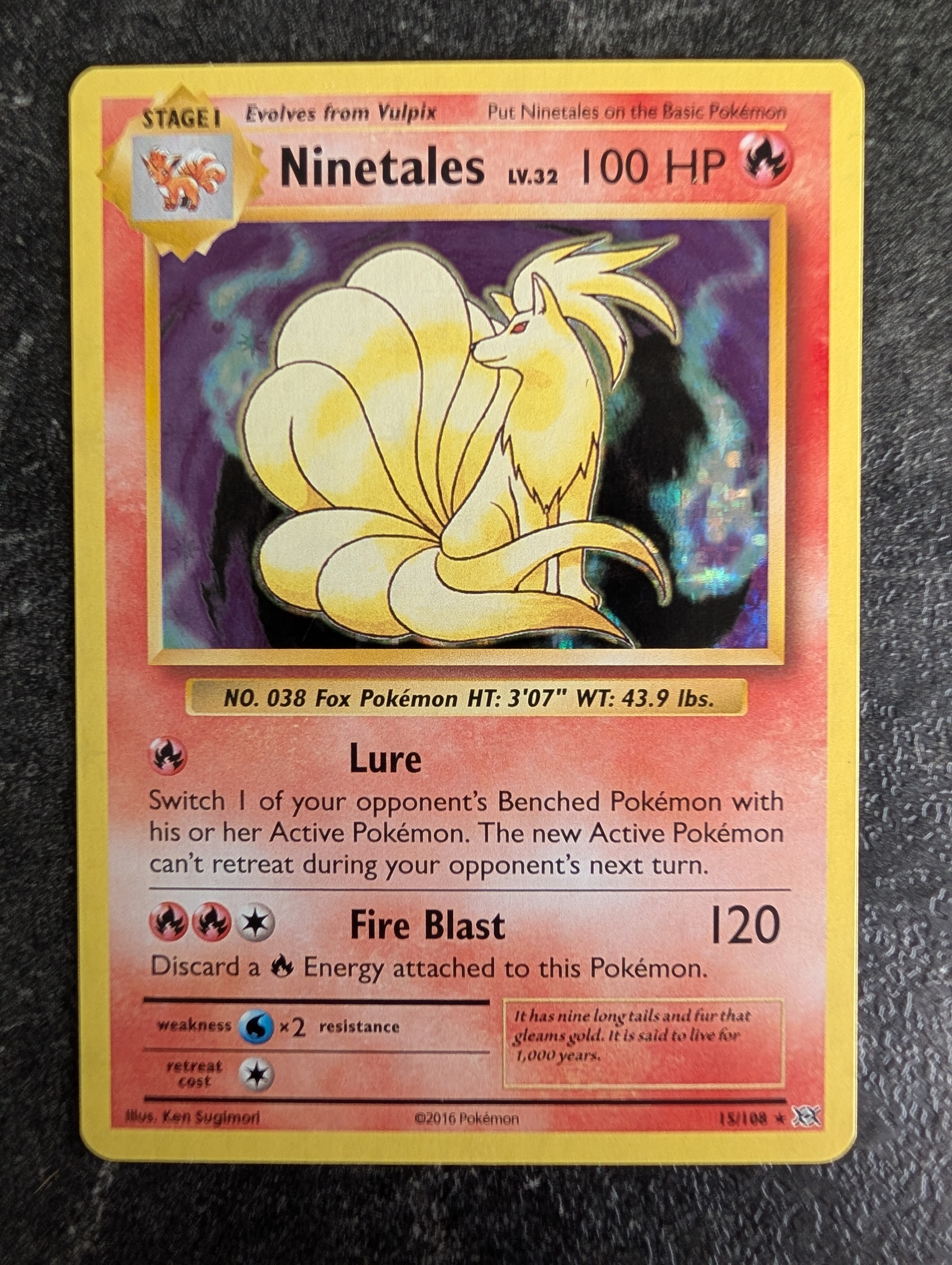 golden ninetales pokemon card POKMON GAME sv3 015/108 U Damaged /// Damaged FoilDamaged cards show wear or imperfections beyond the standards for other conditions ninetales error card - seen