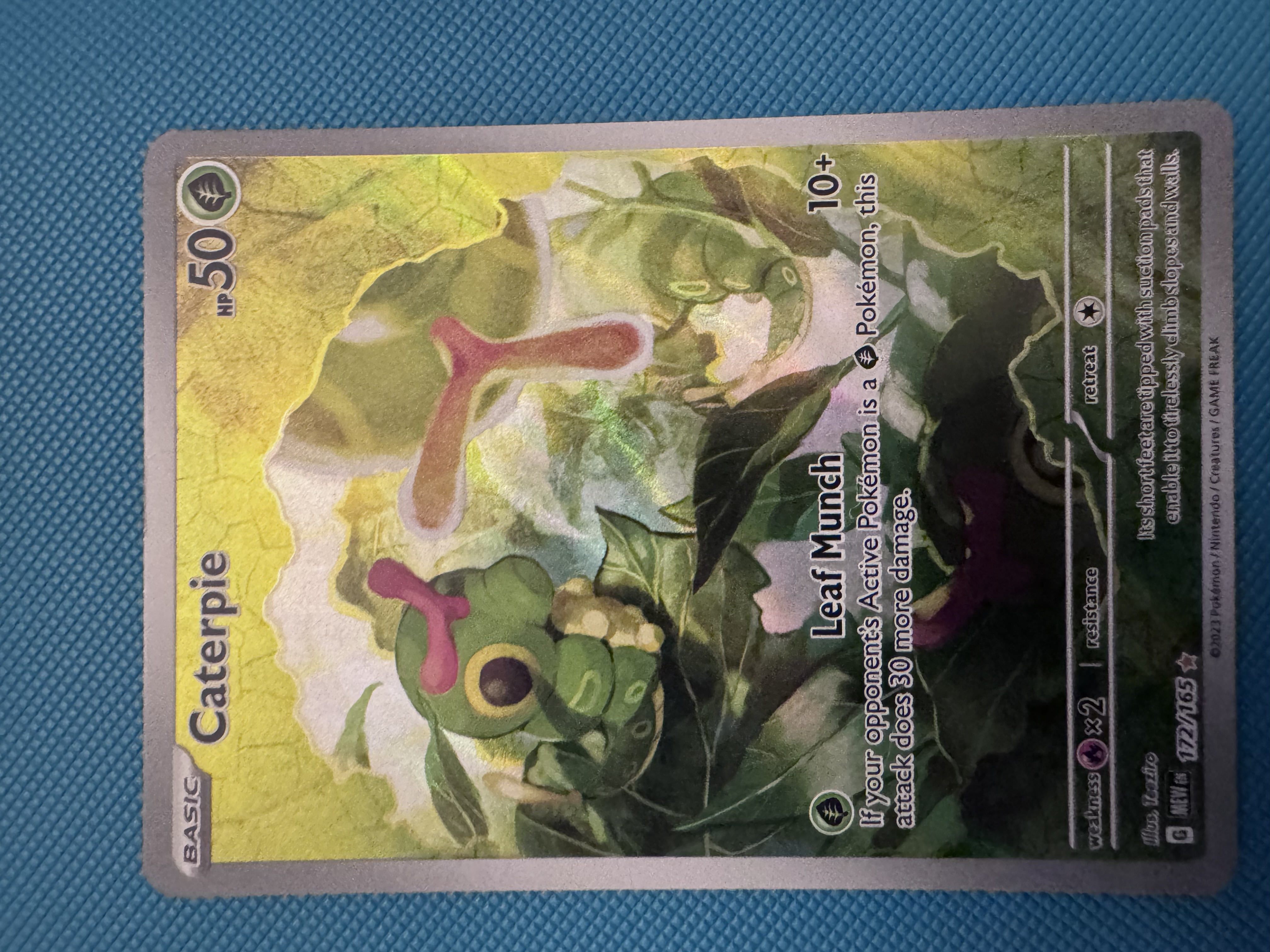 pokemon caterpie card 172/165 / Illustration Rare Card Type / HP / Stage 1999 Nintendo Pokemon Game Caterpie
