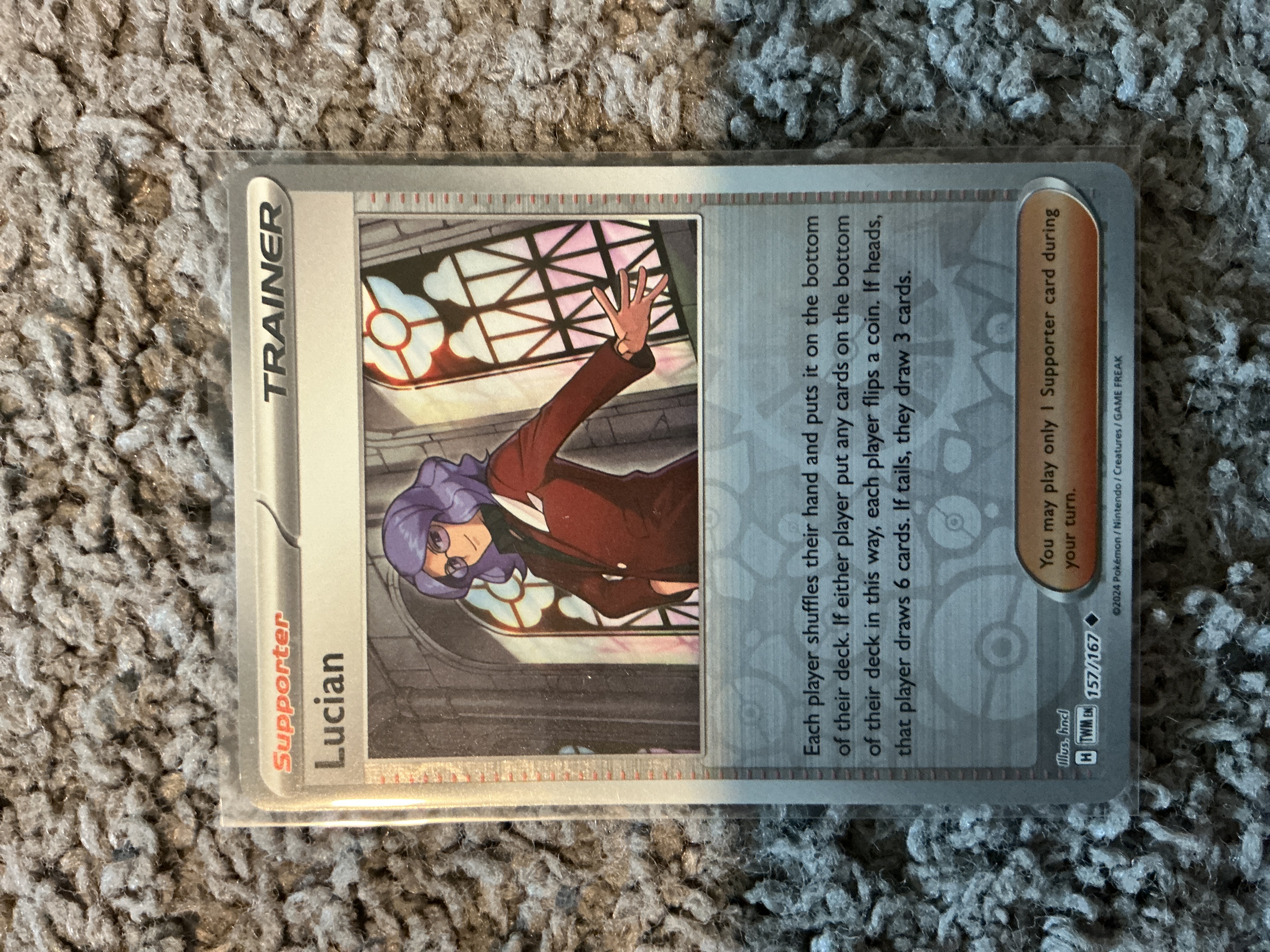 lucian pokemon card Pokmon Tcg Twm 157 /167 If heads that player draws 6 cards Lucian 208/167 Full Art Trainer