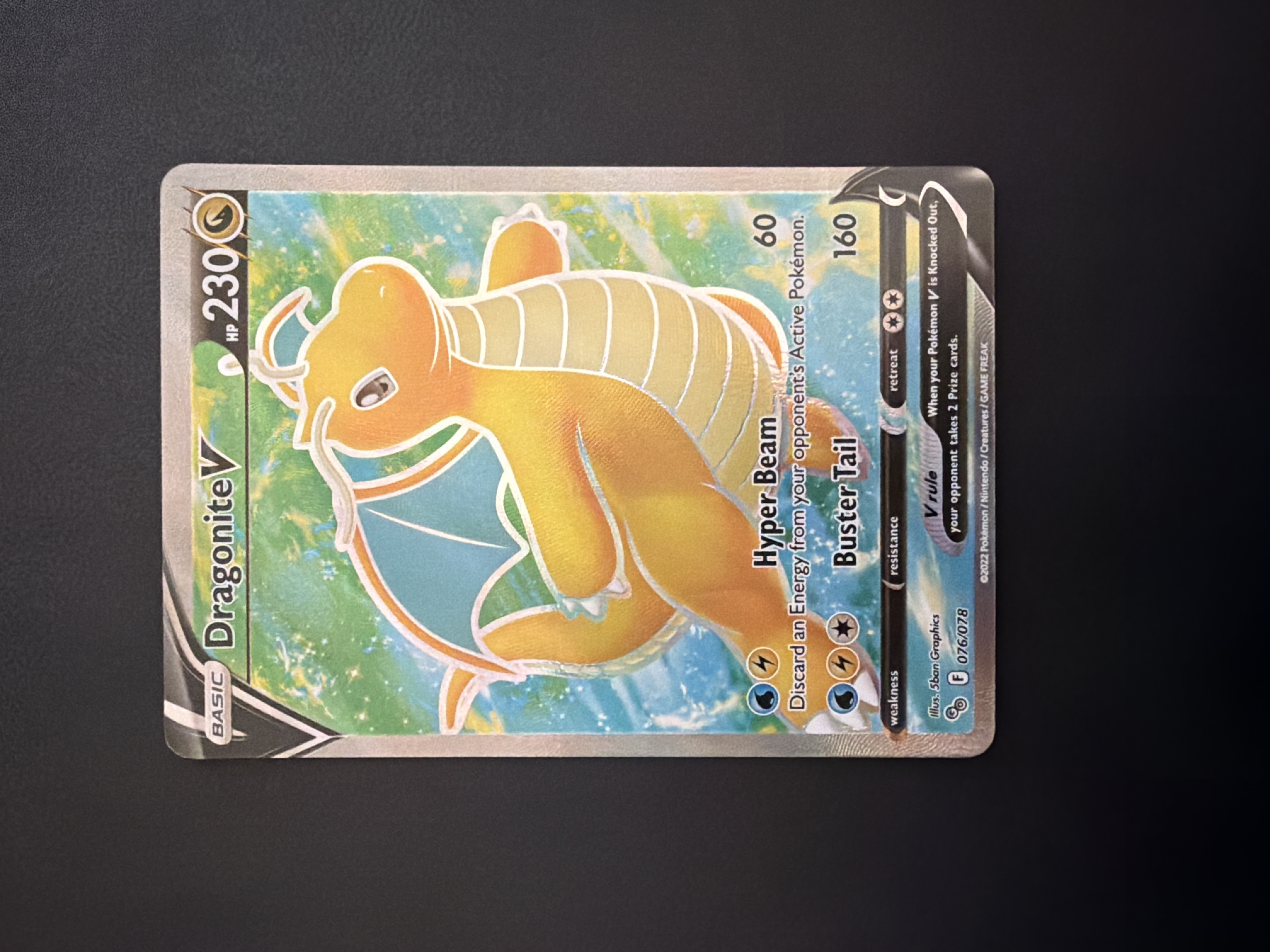 dragonite pokemon card full art V (Alternate Art) None / None / 3 Artist Pokemon Dragonite Vstar 081/078 -