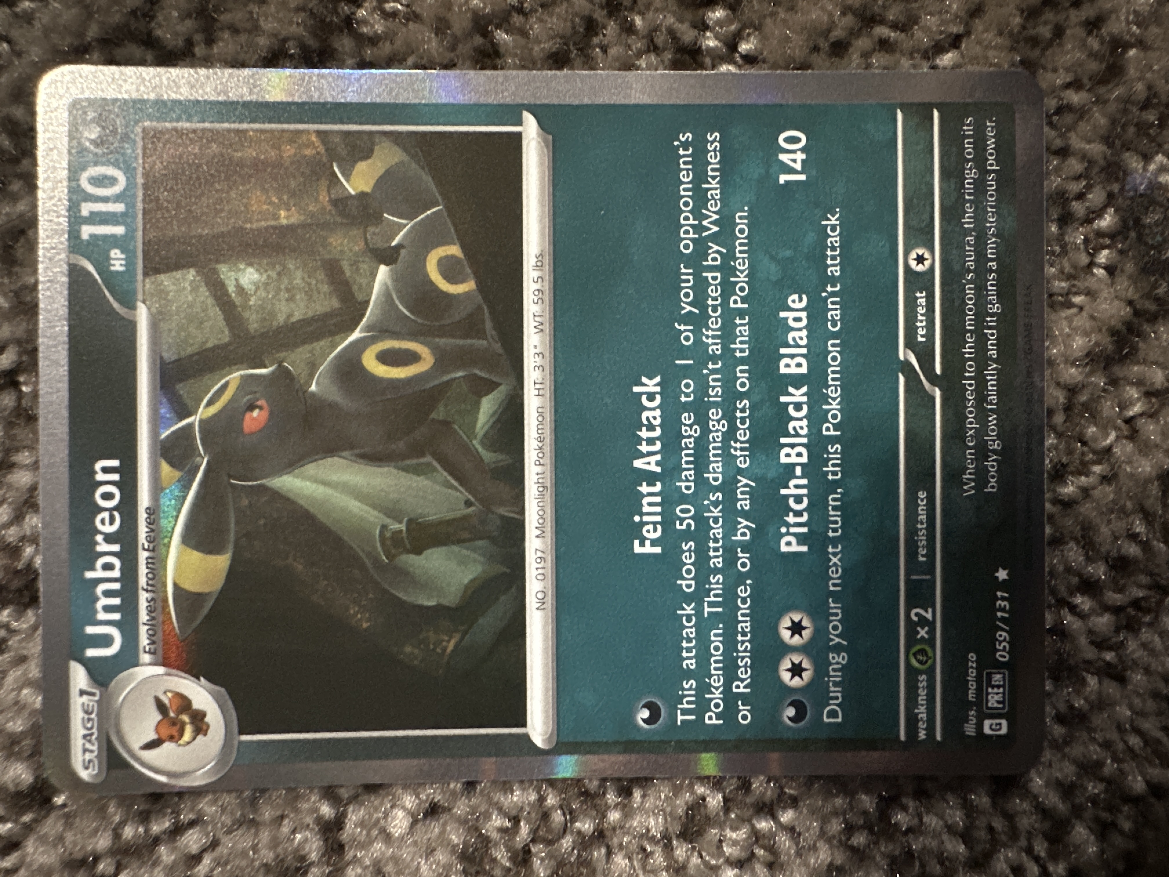 umbreon pokemon card 110 POKMON GAME sv3 070/108 U this attack does 90 more damage Umbreon (059) 2025 Pokemon Pre