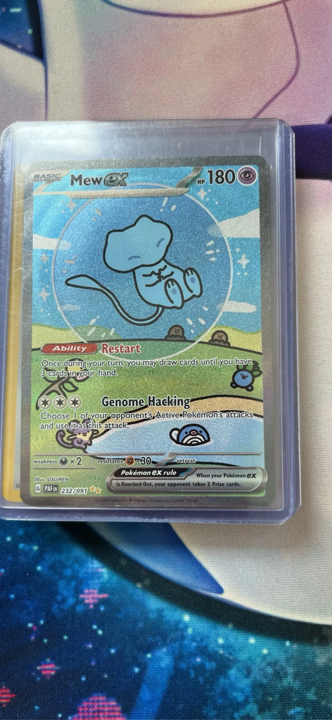 blue mew pokemon card Ex SAR Holo Full Art  Meaning Less Art Inc style setup or your main portfolio Mew ex - 232/091 -