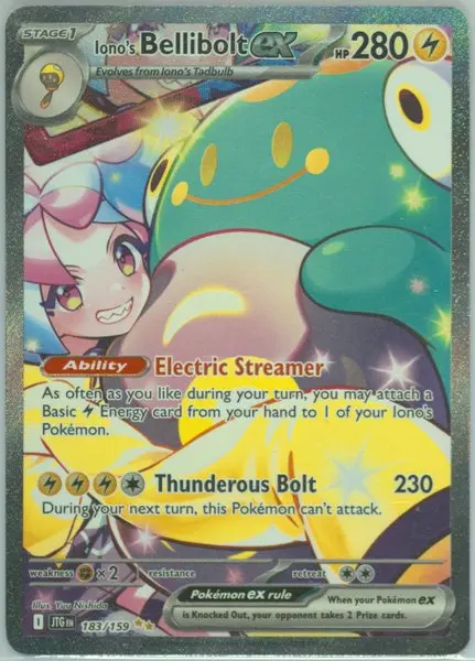 bellibolt ex pokemon card value Iono's (JP) 130/100 - Battle Partners (Dont apply Weakness and Resistance for Benched Pokmon.) Attack 2 Bellibolt ex Paldean Wonders