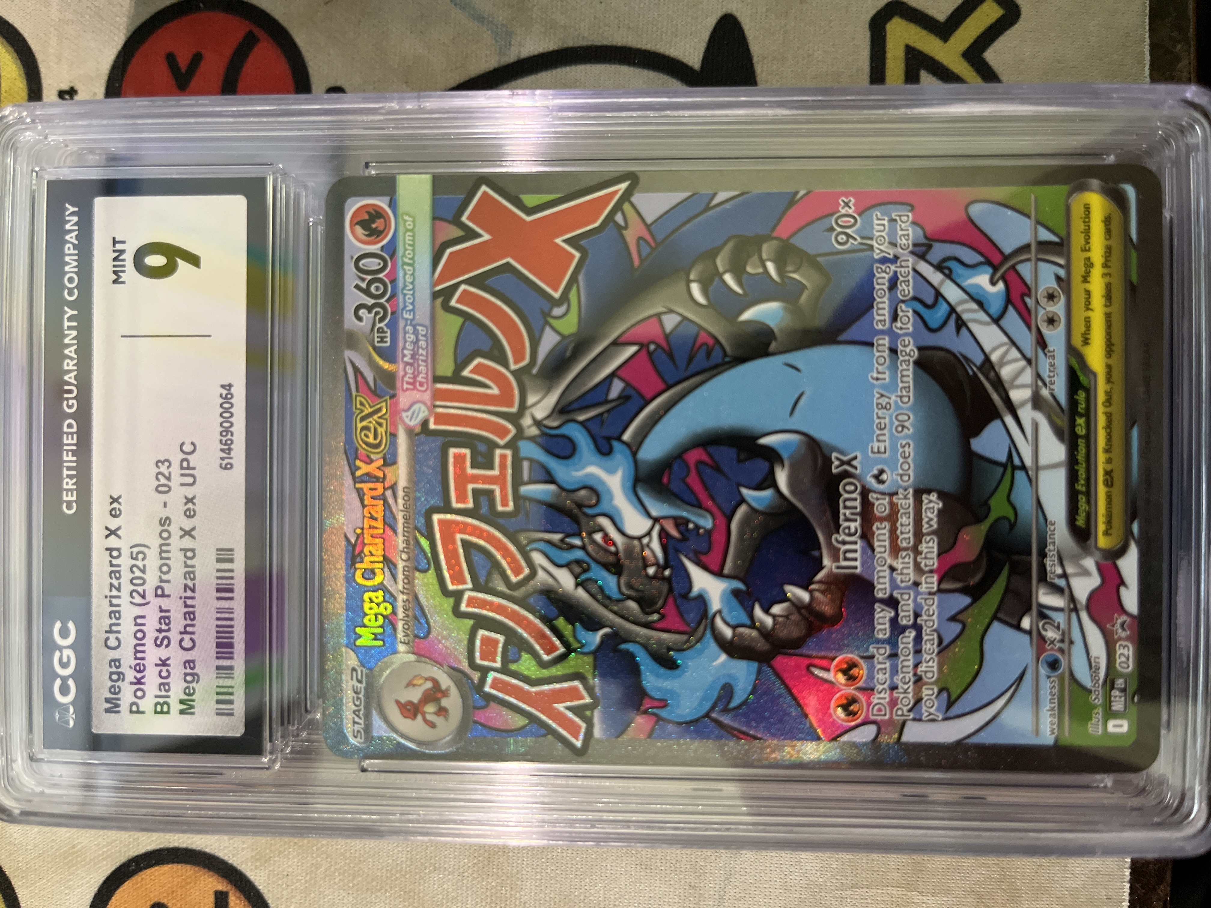 black mega charizard pokemon card X EX 2025 Evolution Star Promos Ultra Premium Collection #023 PSA Authenticated 9 This is of Holo Rare ex rarity charizard pokemon card black Released