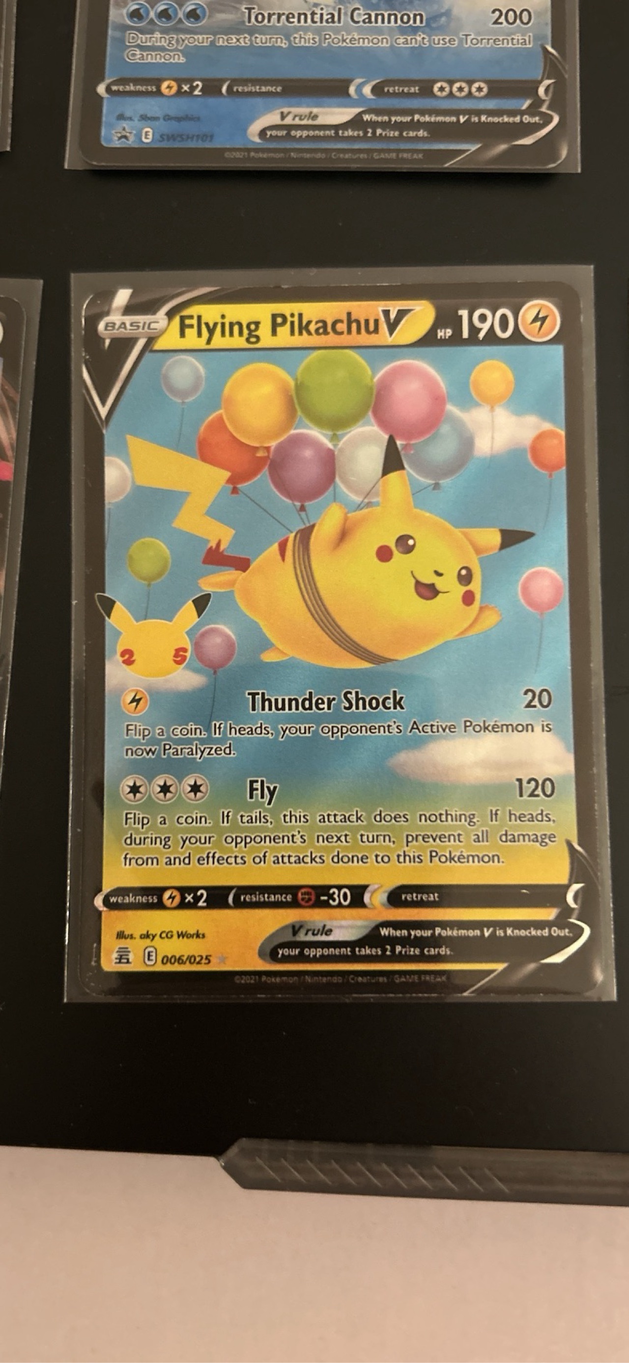 pokemon cards flying pikachu V - 006/025 prevent all effects of attacks Flying Pikachu V - Celebrations