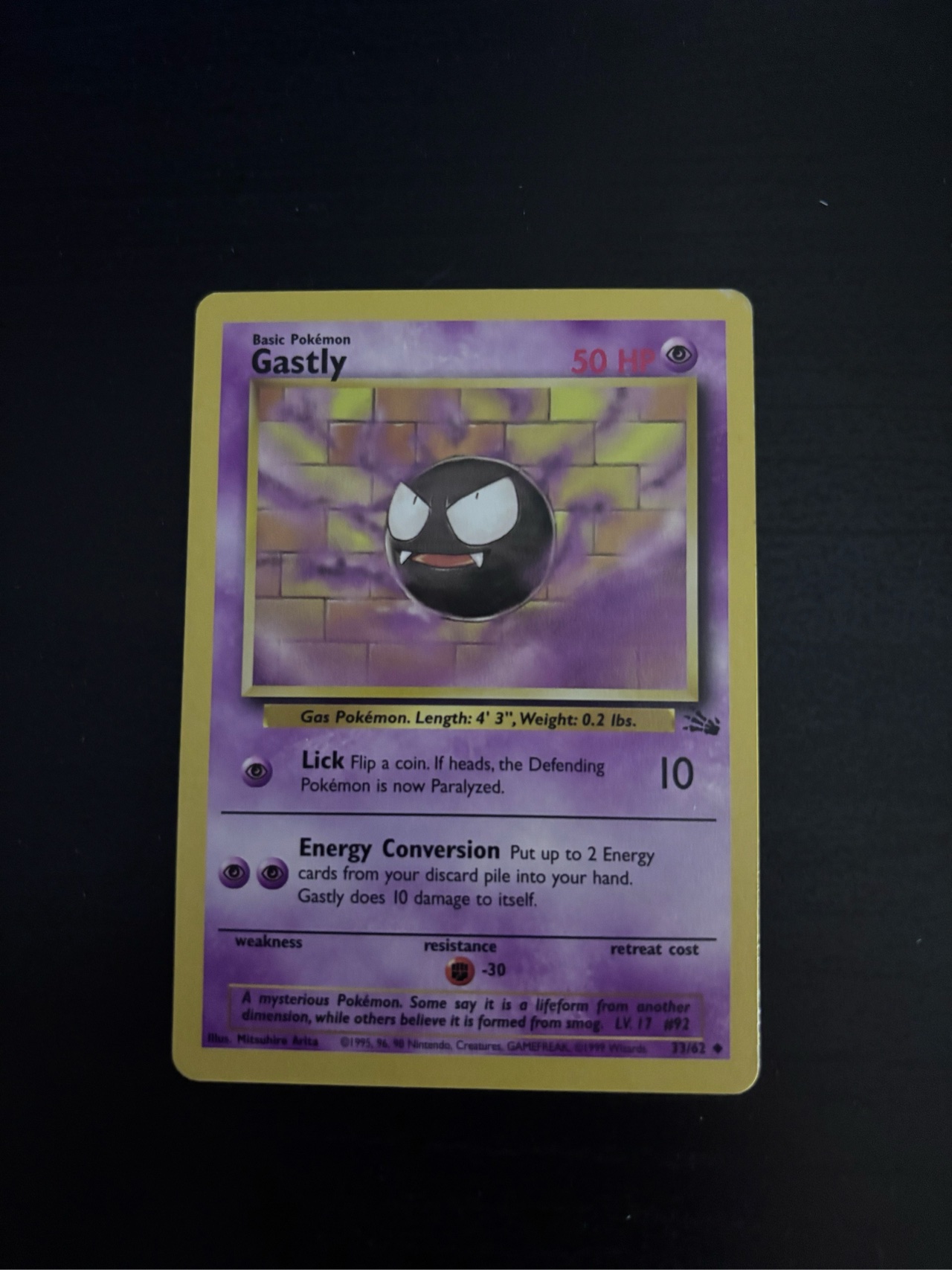1999 gastly pokemon card Retreat Cost Gastly [Shadowless] #50 Prices |