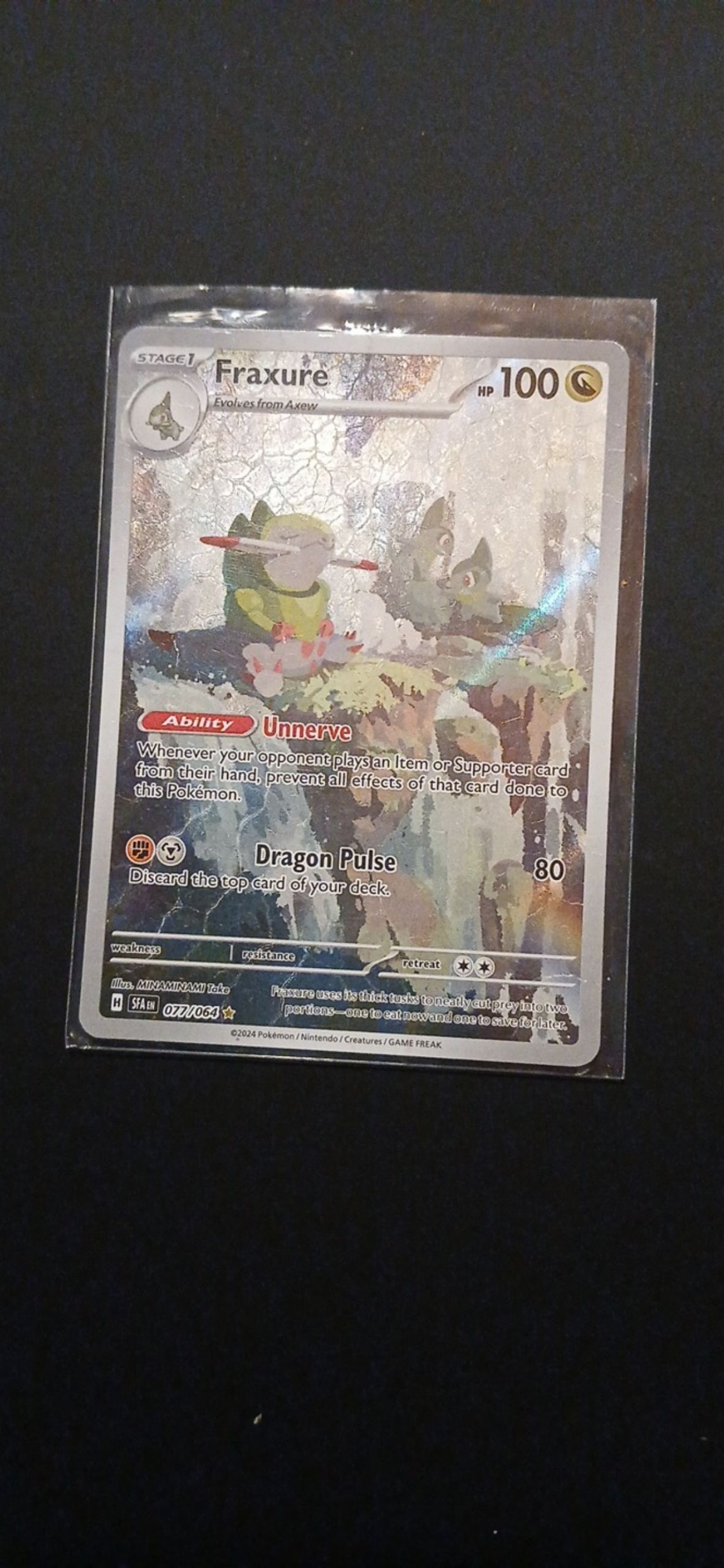pokemon fraxure card PSA 9 | Art Rare | sv6A Night Wanderer Colorless Retreat Cost Fraxure 077/064 - Holofoil SV