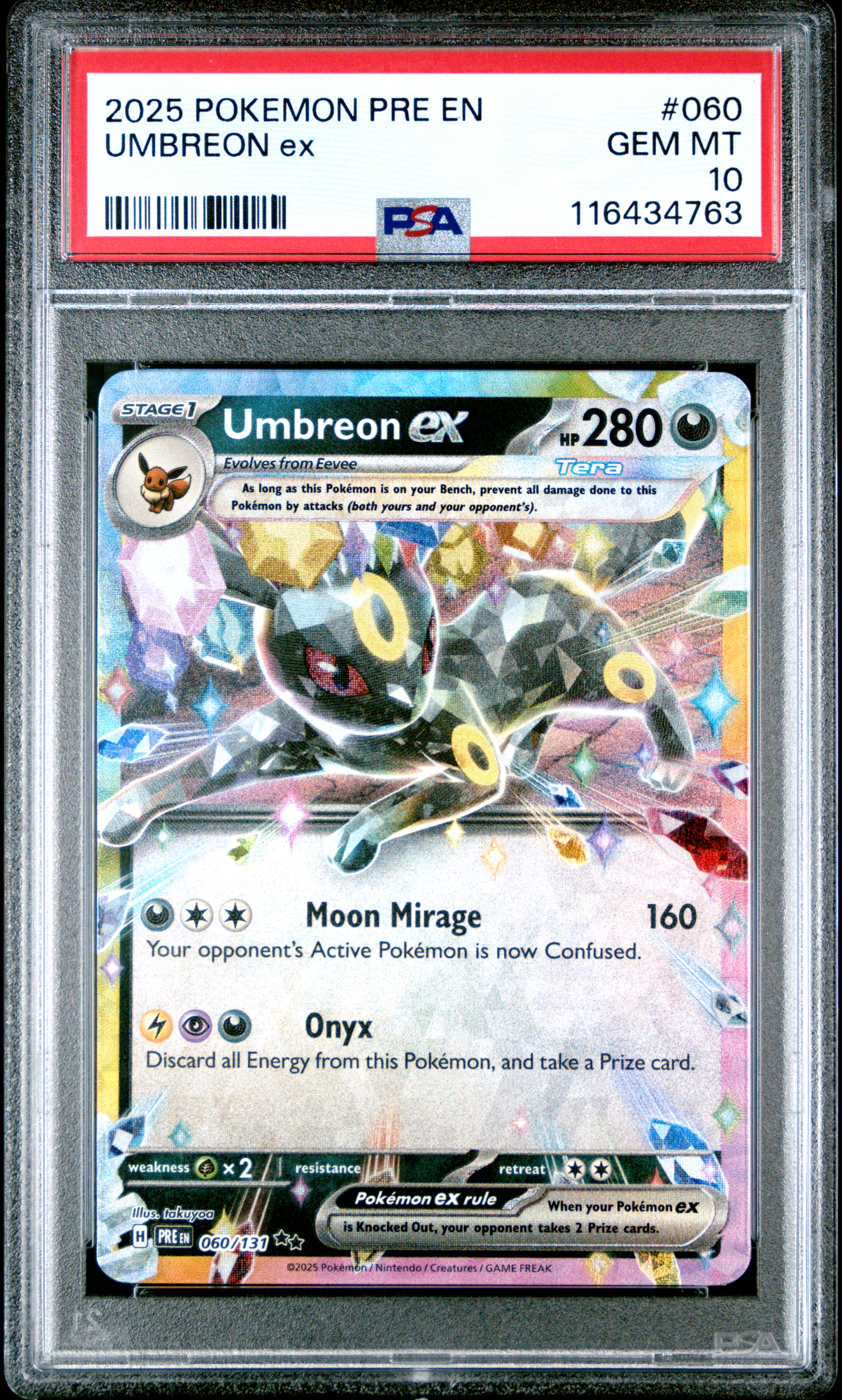 umbreon ex pokemon card price Pristmatic Evolutions Special Illustration Rare #161 PSA 10 Attack 2 2025 Pokemon Prismatic Evolutions Promos