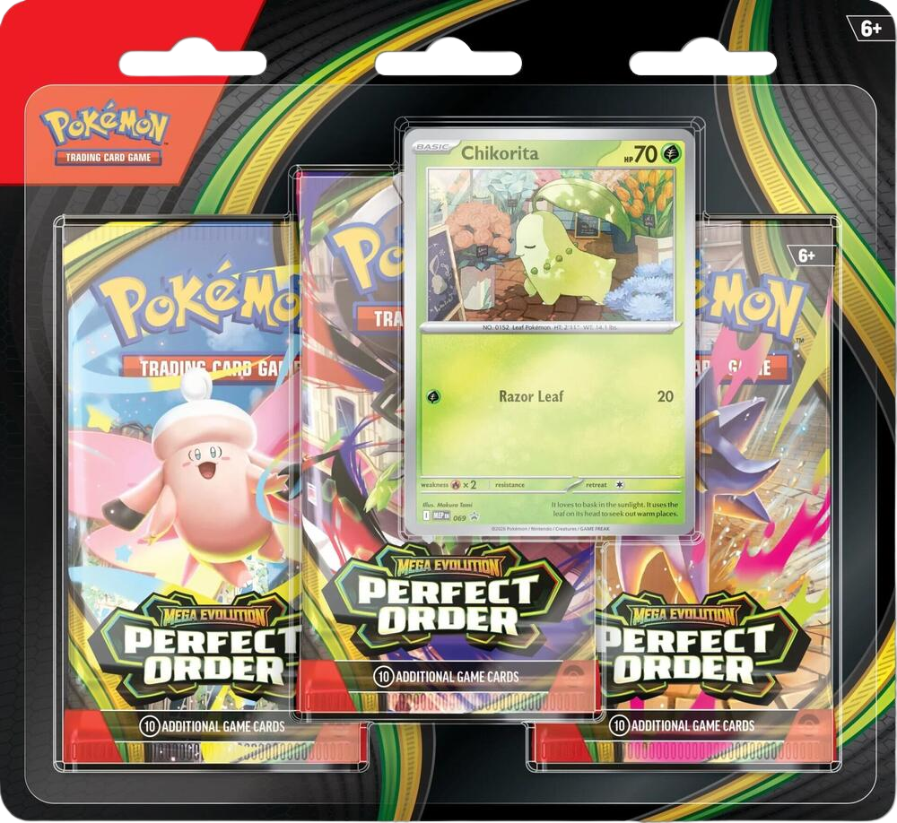 Perfect Order 3 Pack Blister [Chikorita] - ME03: Perfect Order