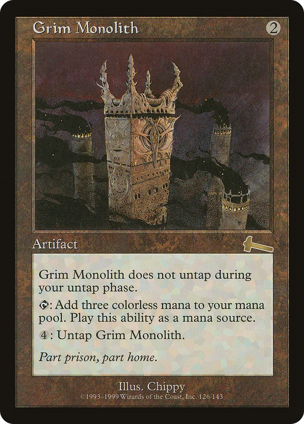 Grim Monolith foil from Urza's Legacy, a Reserved List card