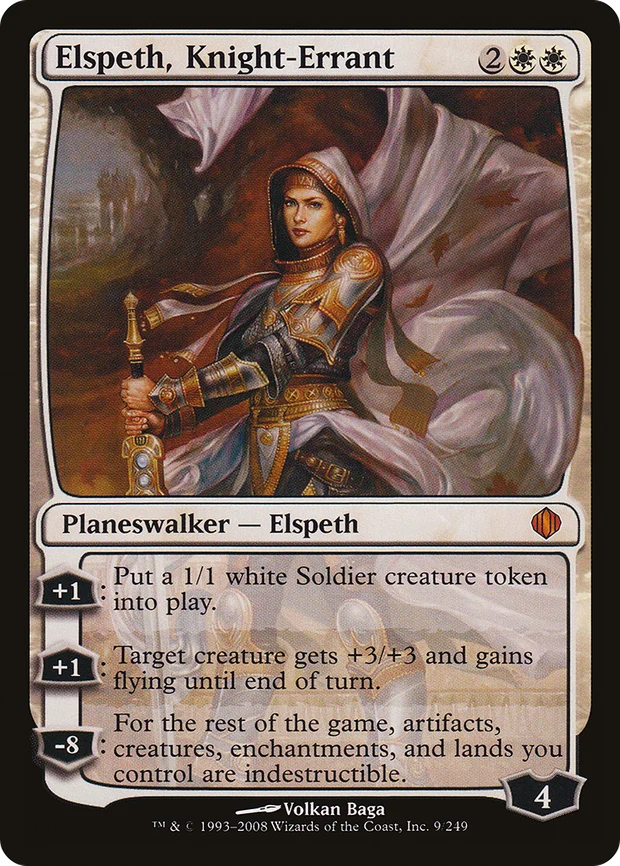 Elspeth, Knight-Errant, a mythic planeswalker from Shards of Alara