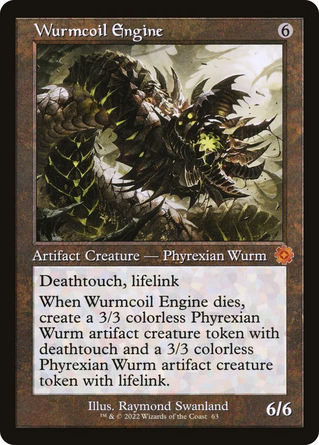 Serialized double rainbow foil Wurmcoil Engine from The Brothers War