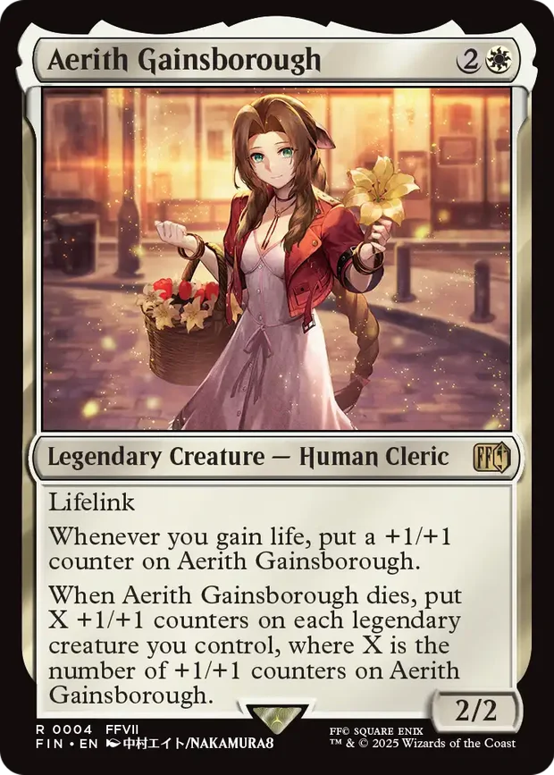 Aerith Gainsborough borderless surge foil from Magic Final Fantasy