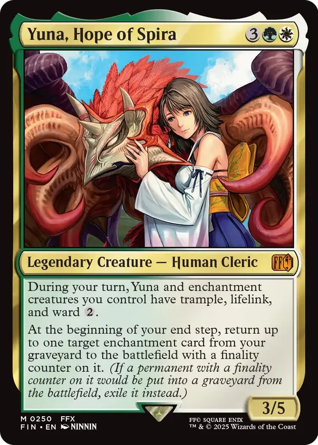 Yuna, Hope of Spira borderless surge foil from Magic Final Fantasy