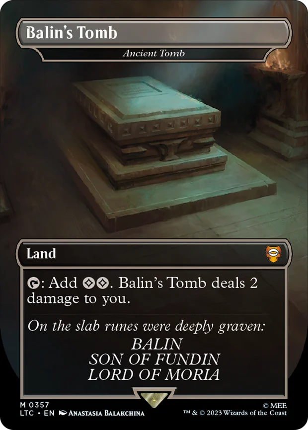 Balin's Tomb serialized Realms and Relics card from Lord of the Rings