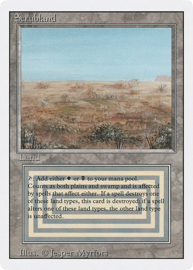 Scrubland dual land from Revised Edition