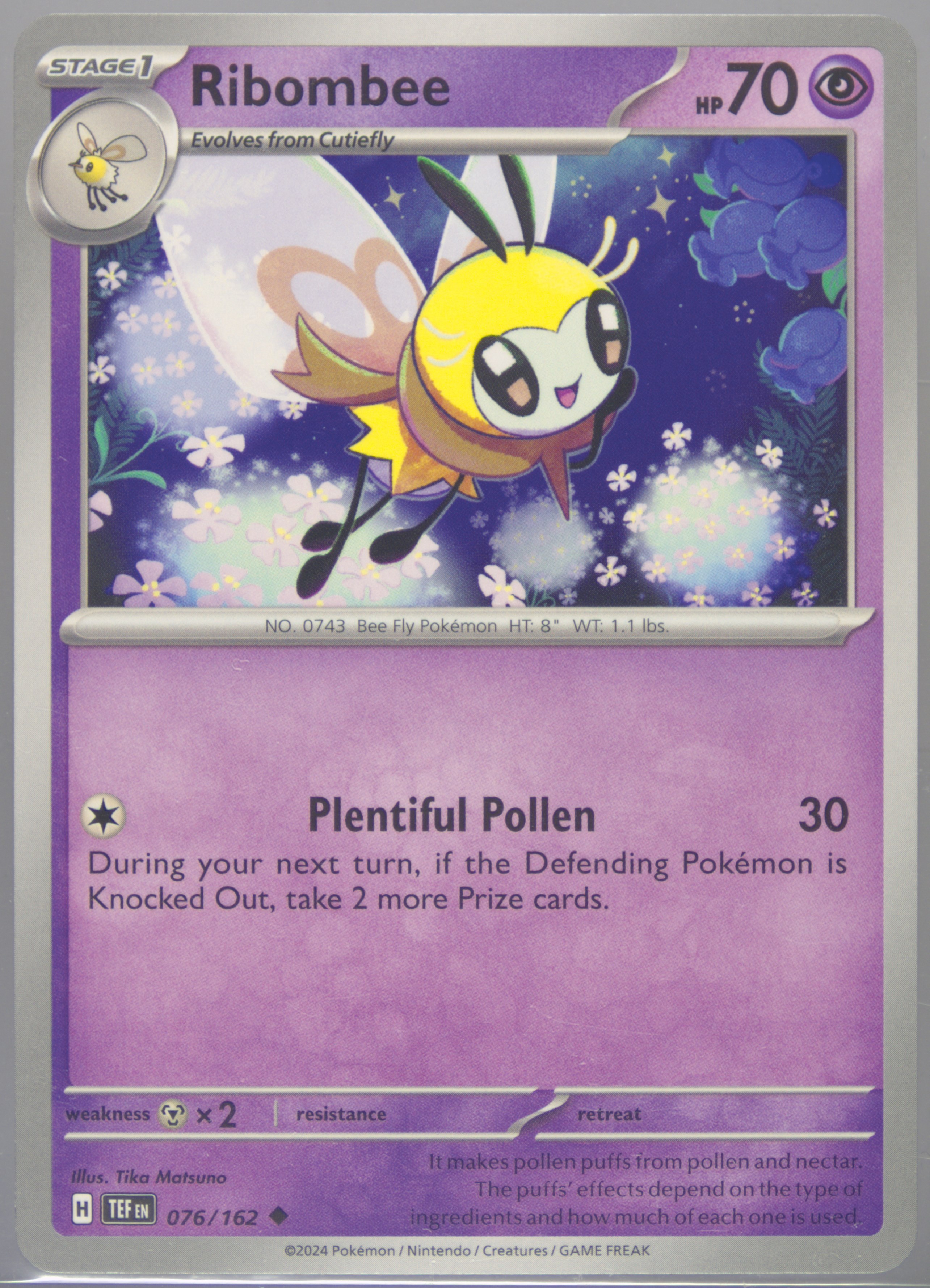 ribombee pokemon card value - 076/162 - Temporal Forces Psychic Colorless Tricky Steps (30) You may move an Energy from your opponents Active Pokémon to 1 of their Benched Pokémon Ribombee - SM Base Set