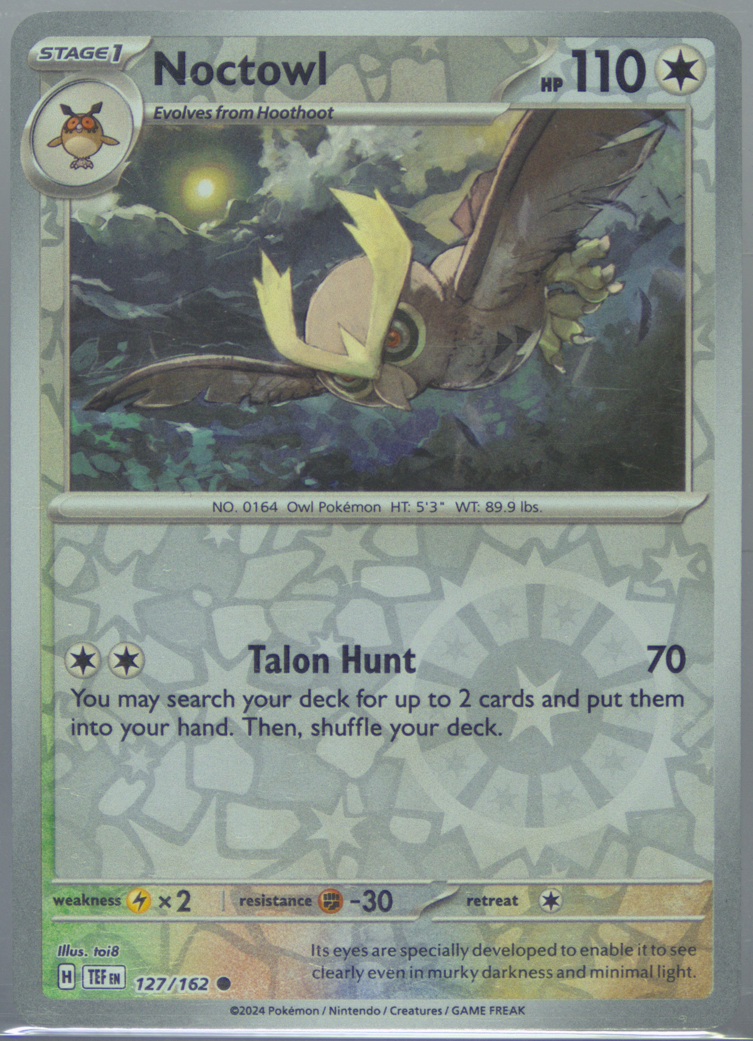 Noctowl Stellar Crown Elite Trainer Box (141) 2024 Pokemon Svp EN-SV Black  Star Promo - Pokmon Card Data