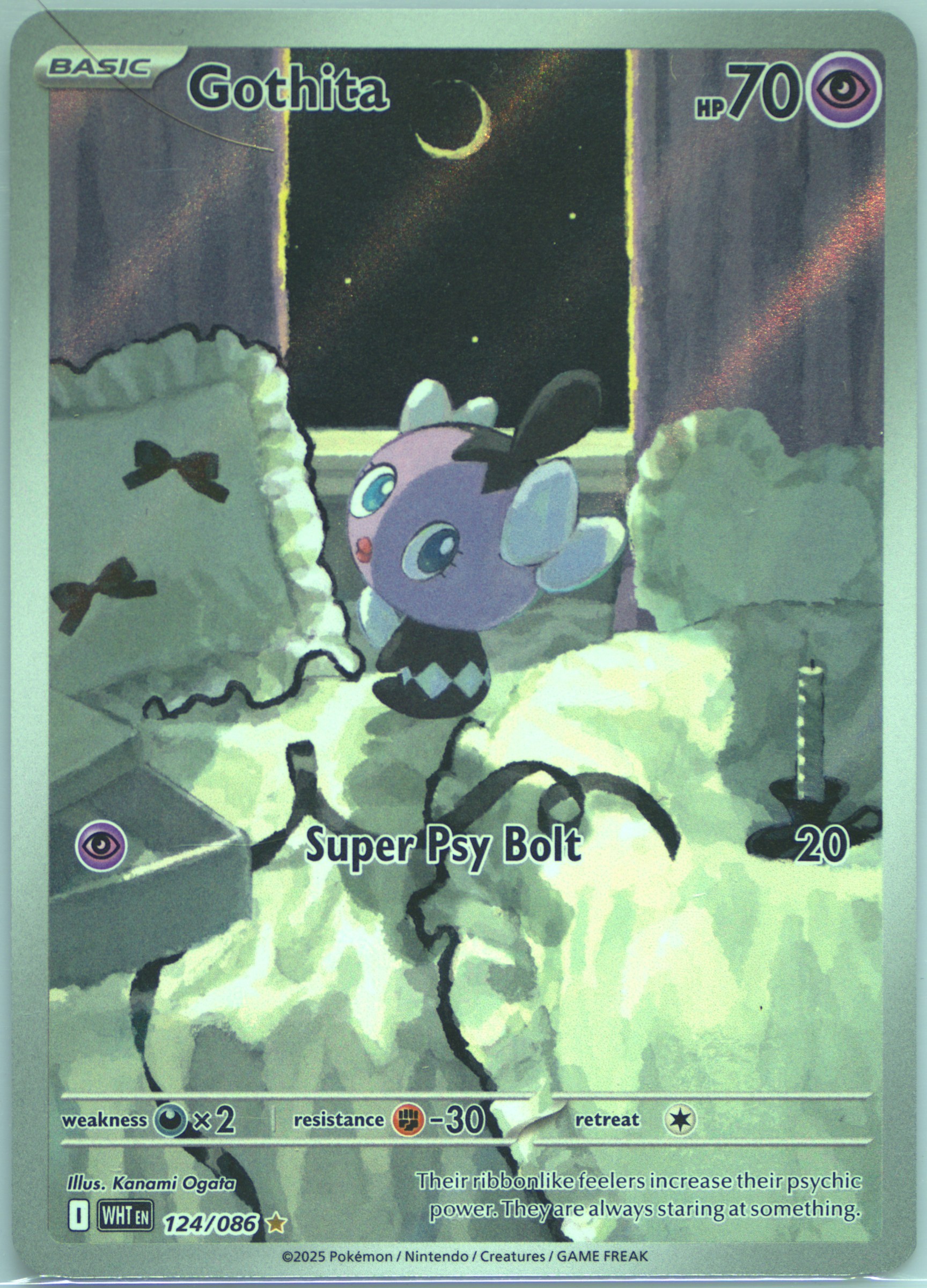 gothita pokemon card Painted Alt Art Psychic Psychic Fortunate Eye Look at the top 5 cards of your opponents deck and put them back in any order Pokemon Gothita Gothorita Gothitelle Black