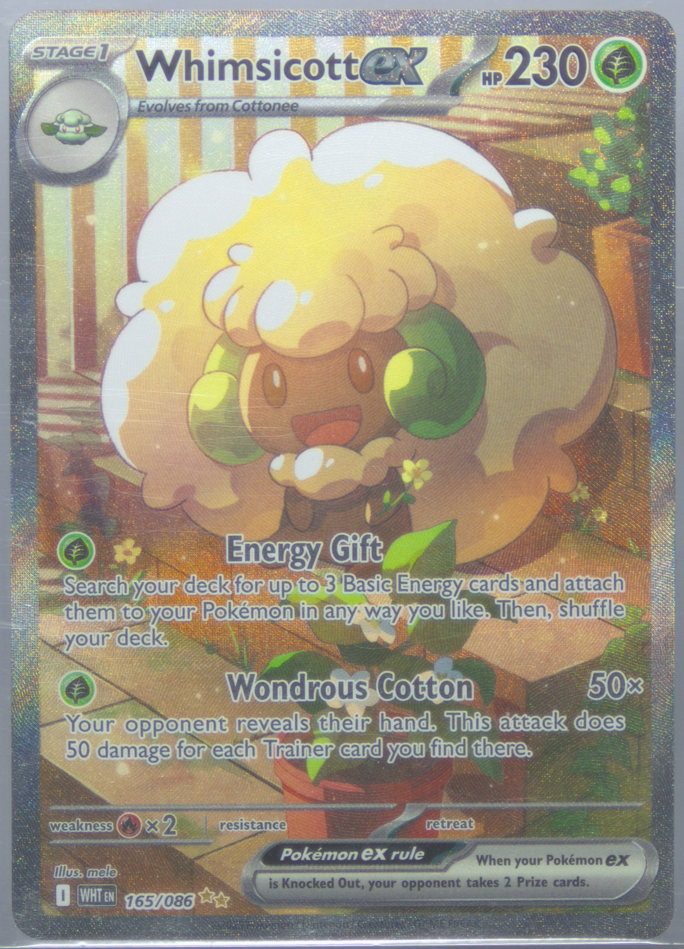 pokemon whimsicott card White Flare Special Illustration Rare ex #165 it can’t attack during your opponent’s next turn Whimsicott GX - 206/214 -