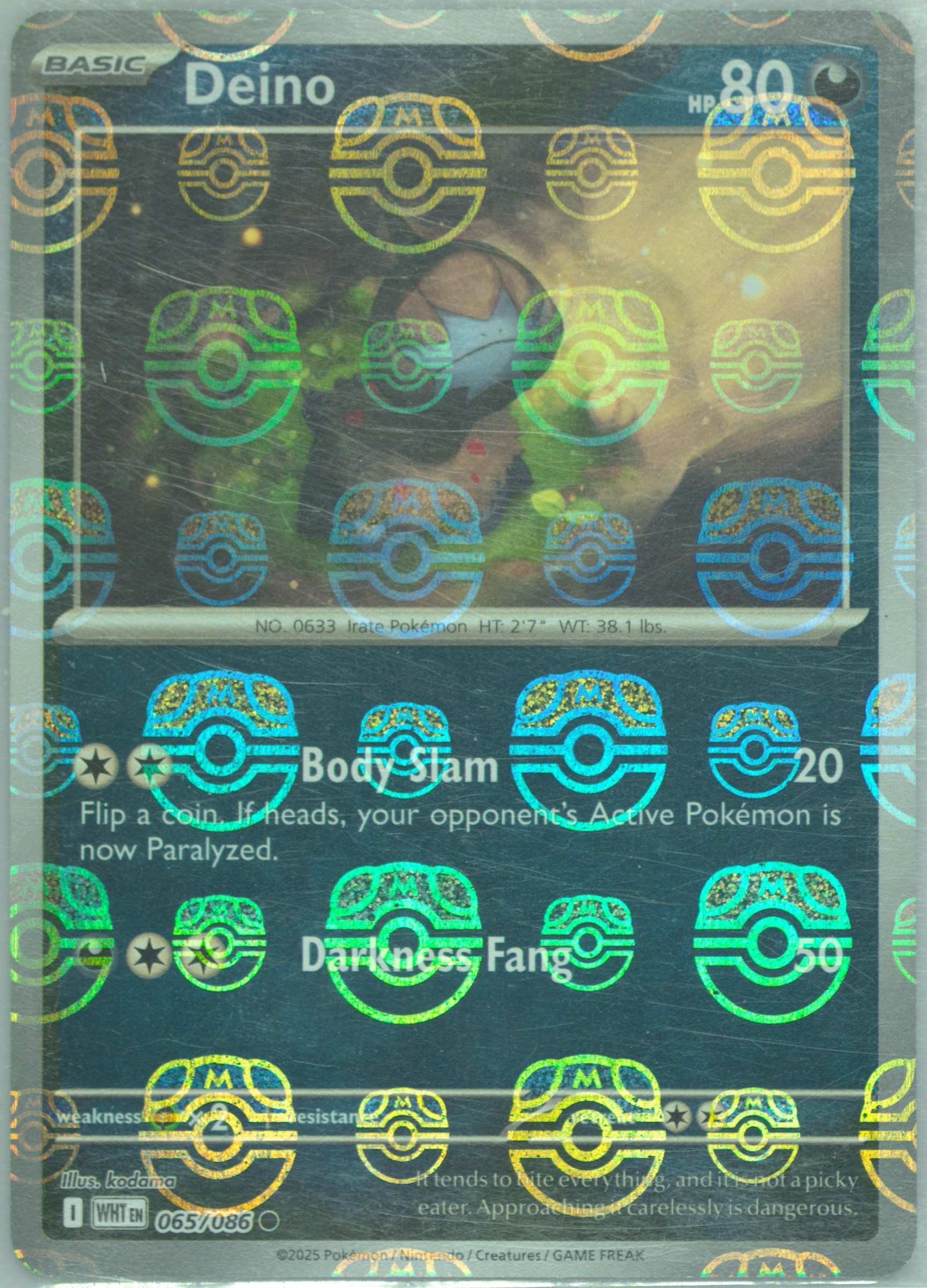 Deino Master Ball Reverse Holo (065) 2025 Pokemon Wht EN-White Flare