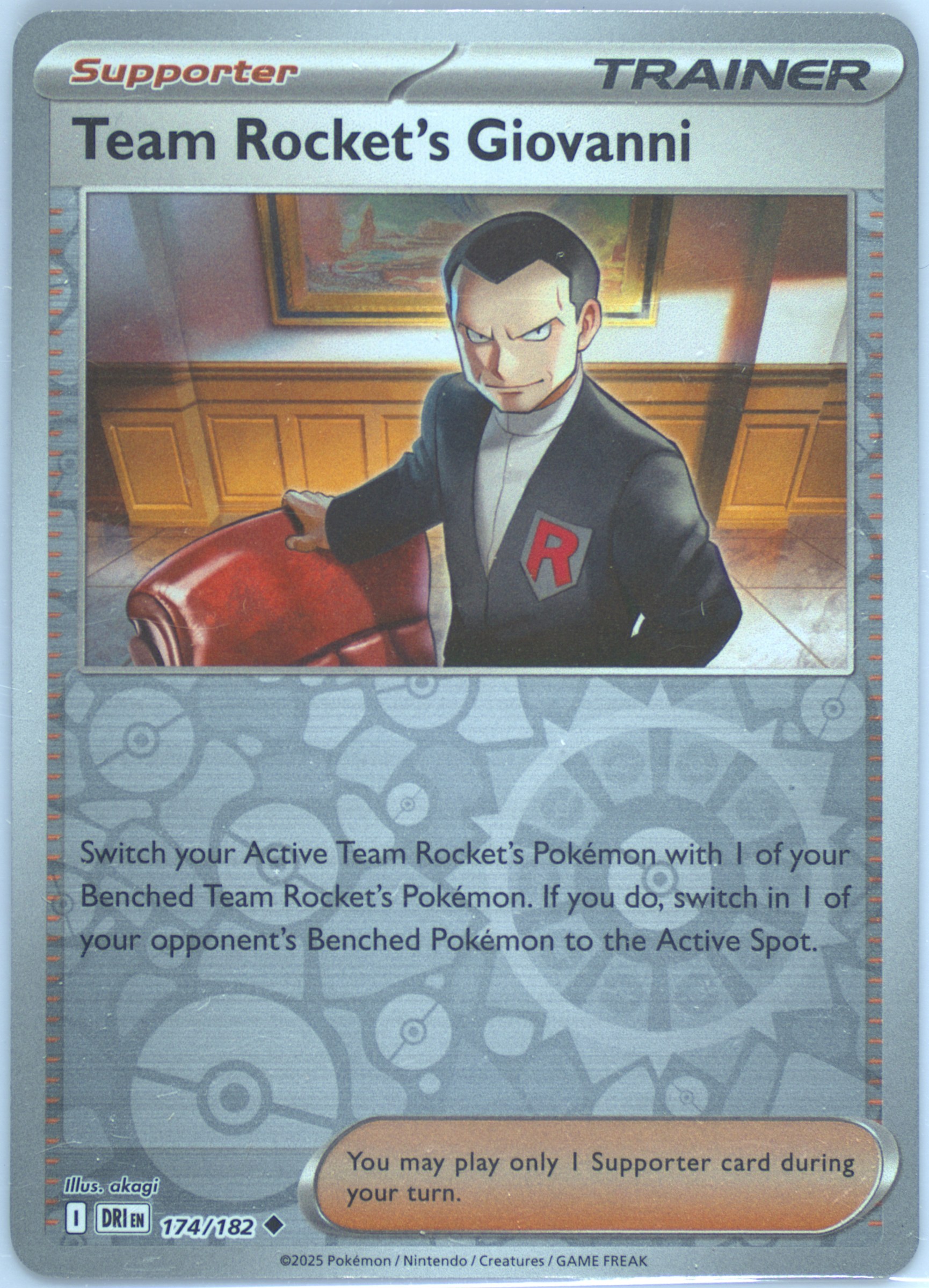 giovanni's exile pokemon card - 174/214 - Uncommon Choose 1 Error? Giovanni's Exile texturing :