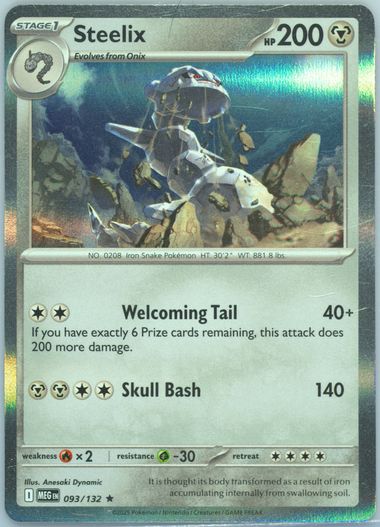 steelix pokemon card value 125/182 - Paradox Rift This attack does 50 damage for each card you discarded in this way Steelix (093) 2025 Pokemon Meg