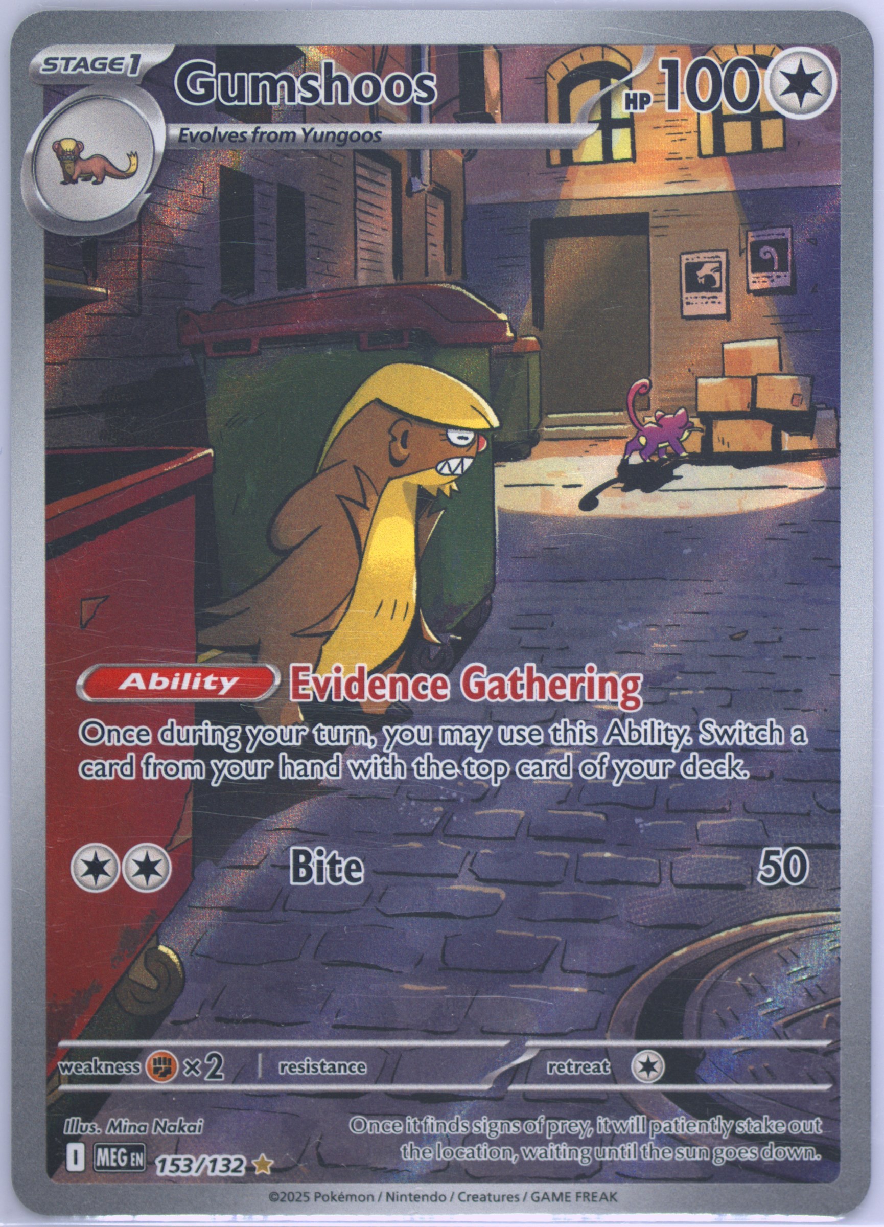Gumshoos Illustration Rare (153) 2025 Pokemon Meg EN-Mega Evolution - Pokmon Card Data Gumshoos Illustration Rare (153) 2025 Pokemon Meg EN-Mega Evolution - Pokmon Card Data