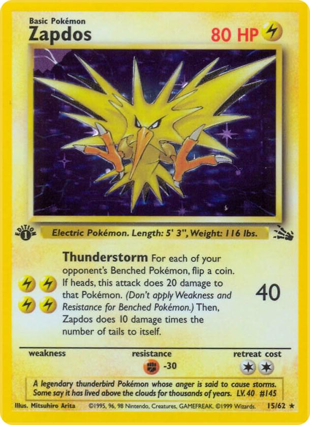 Zapdos-Holo (15) 1999 Pokemon Fossil