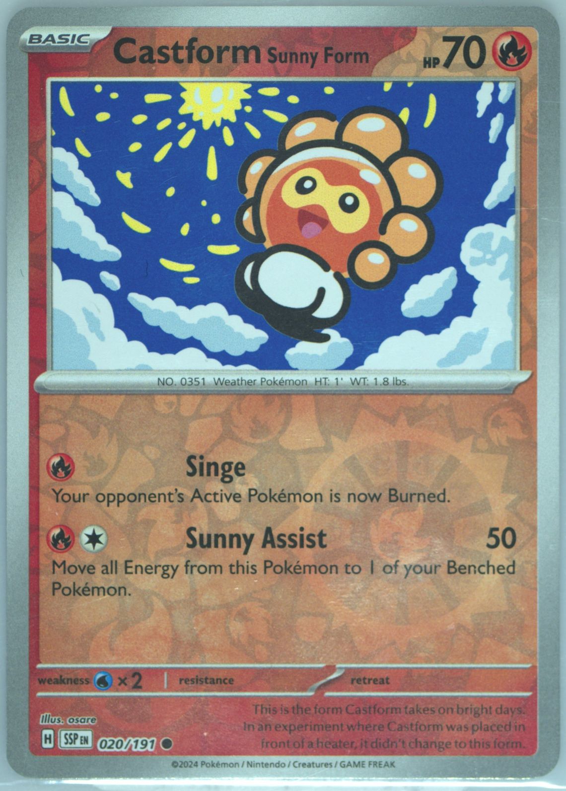 Castform Sunny Form Illustration Rare (195) 2024 Pokemon Ssp EN