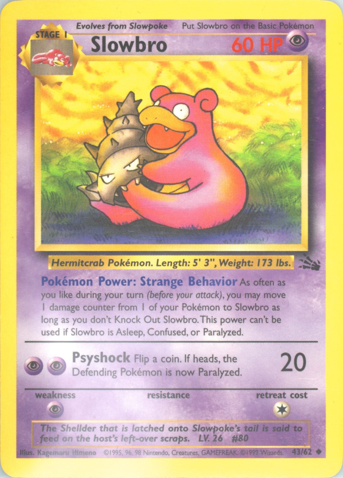 Slowbro (43) 1999 Pokemon Fossil