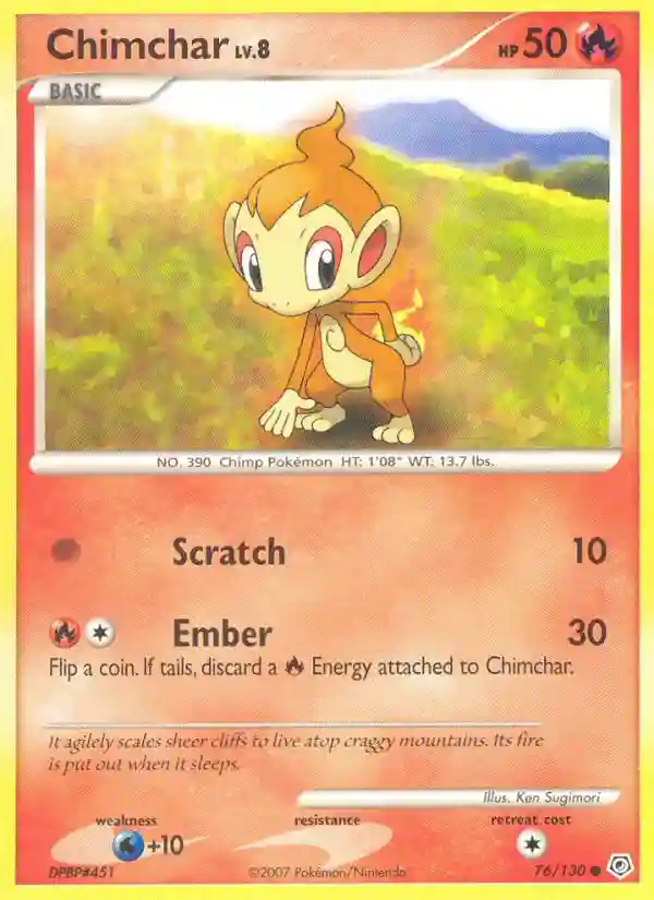 Chimchar-Holo Cosmos (76) 2007 Pokemon Diamond & Pearl