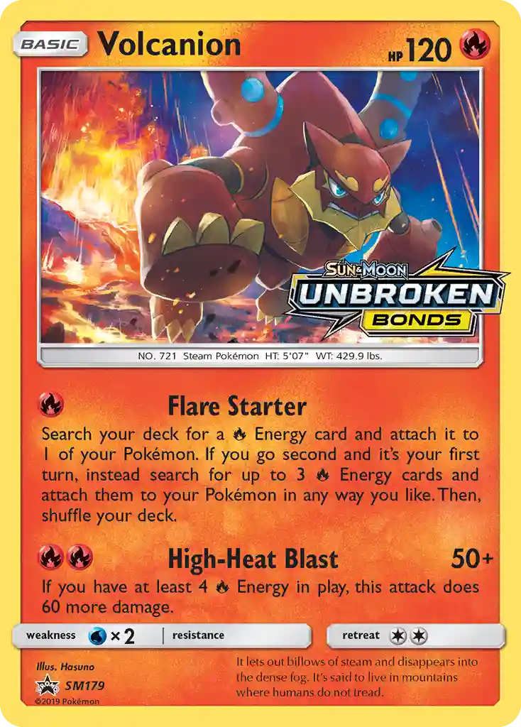 Volcanion-Holo Unbroken Bonds Prerelease (SM179) 2019 Pokemon SM Black Star Promo