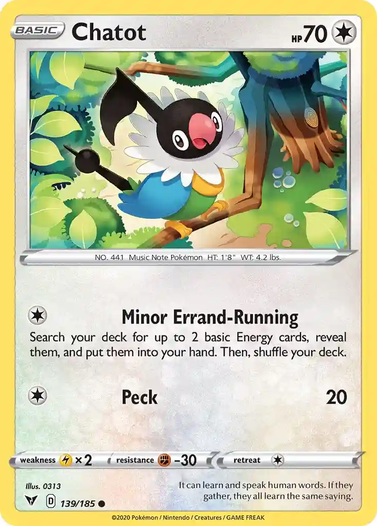Chatot-Reverse Foil (139) 2020 Pokemon Sword & Shield Vivid Voltage