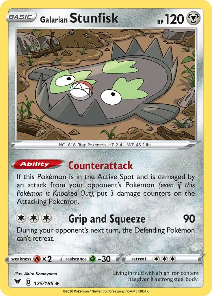 Galarian Stunfisk-Reverse Foil (125) 2020 Pokemon Sword & Shield Vivid Voltage