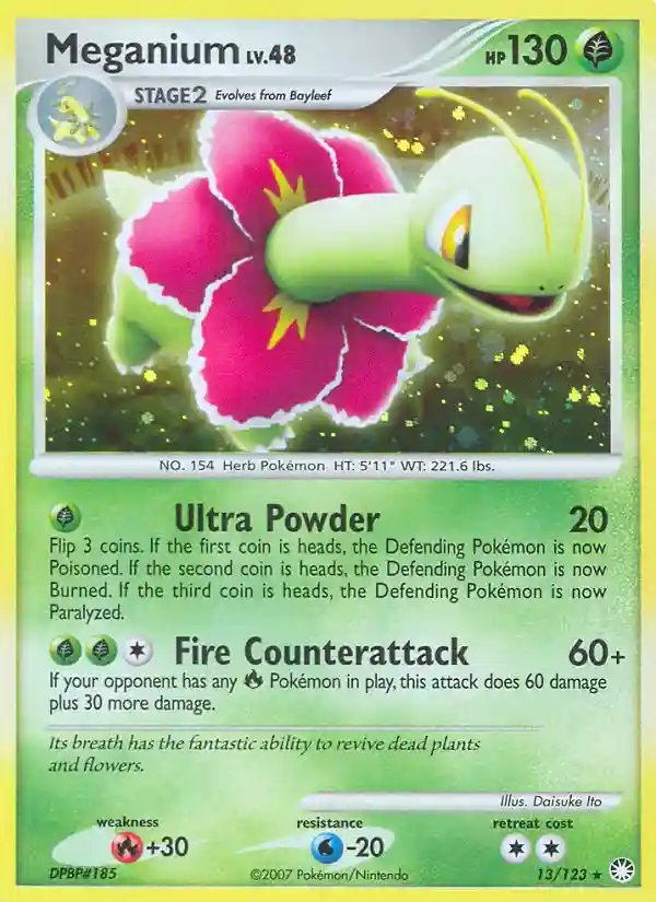 Meganium-Reverse Foil (13) 2007 Pokemon Diamond & Pearl Mysterious Treasures