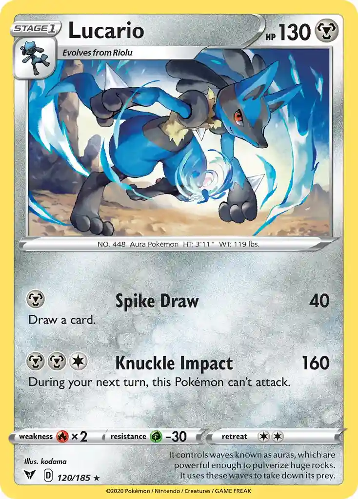 Lucario-Reverse Foil (120) 2020 Pokemon Sword & Shield Vivid Voltage