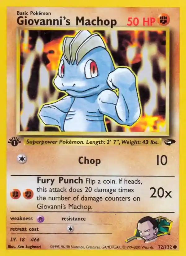 Giovanni's Machop 1st Edition (72) 2000 Pokemon Gym Challenge