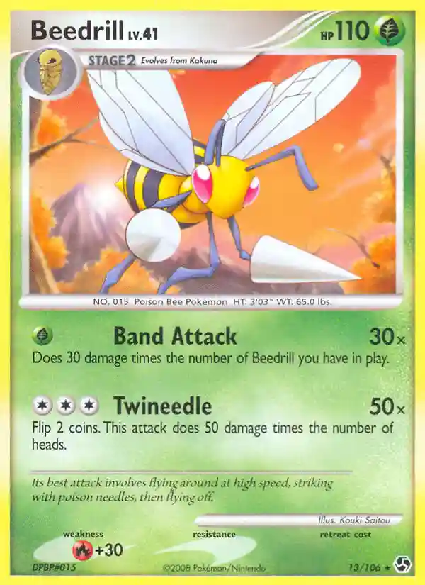 Beedrill-Reverse Foil (13) 2008 Pokemon Diamond & Pearl Great Encounters