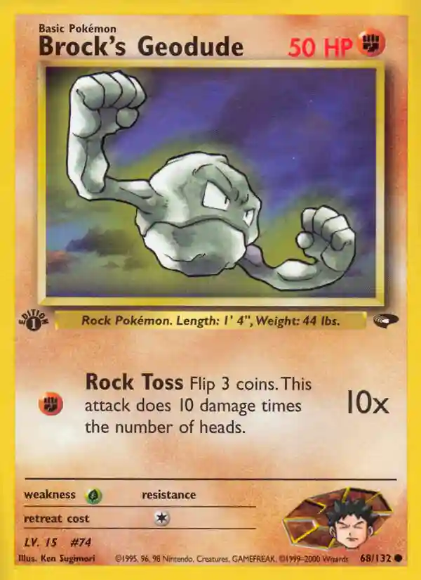 Brock's Geodude 1st Edition (68) 2000 Pokemon Gym Challenge