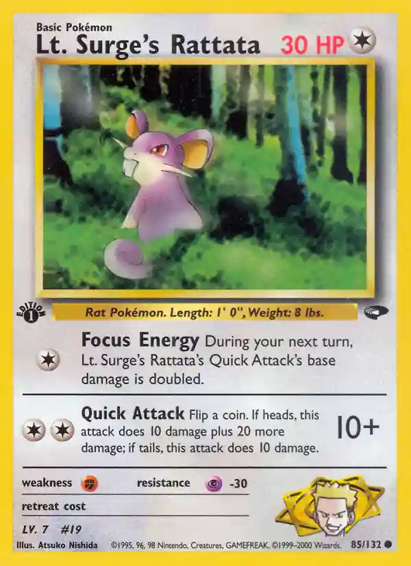 LT. Surge's Rattata 1st Edition (85) 2000 Pokemon Gym Challenge