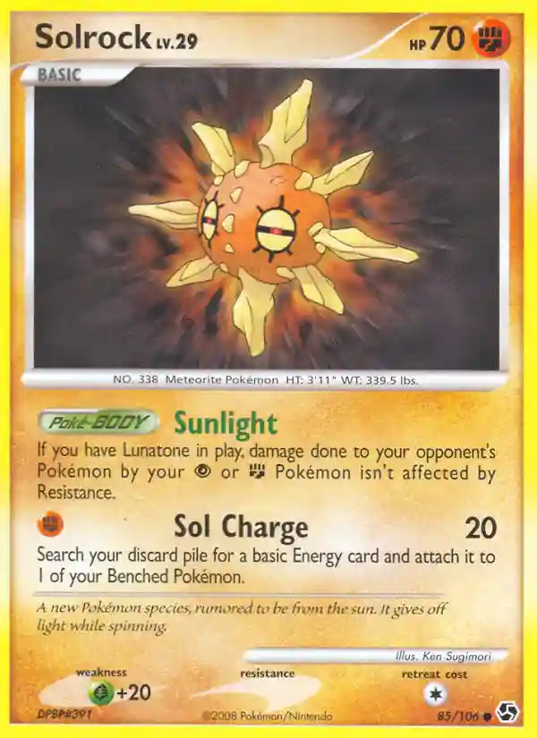 Solrock-Reverse Foil (85) 2008 Pokemon Diamond & Pearl Great Encounters