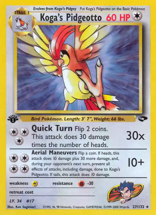Koga's Pidgeotto 1st Edition (27) 2000 Pokemon Gym Challenge