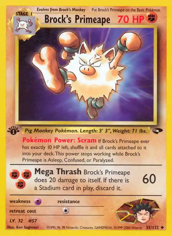 Brock's Primeape 1st Edition (35) 2000 Pokemon Gym Challenge