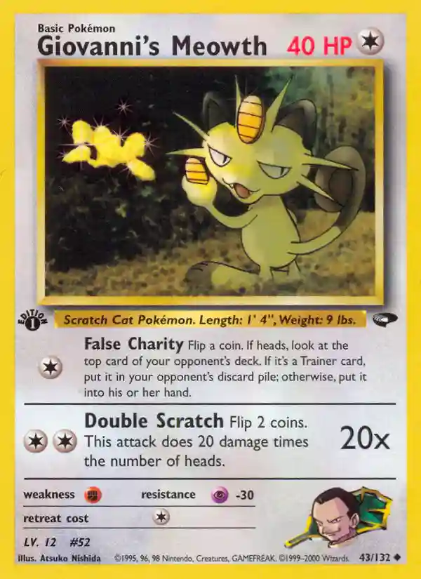 Giovanni's Meowth 1st Edition (43) 2000 Pokemon Gym Challenge