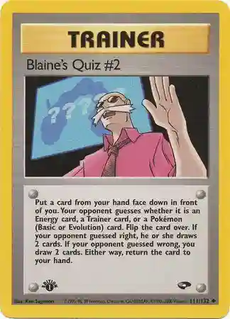 Blaine's Quiz #2 1st Edition (111) 2000 Pokemon Gym Challenge