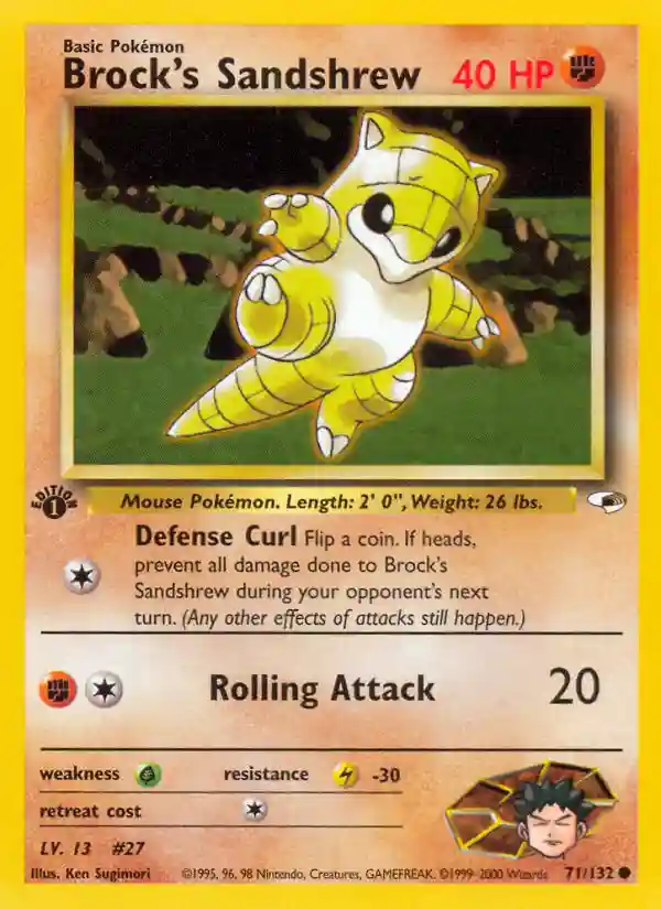 Brock's Sandshrew 1st Edition (71) 2000 Pokemon Gym Heroes