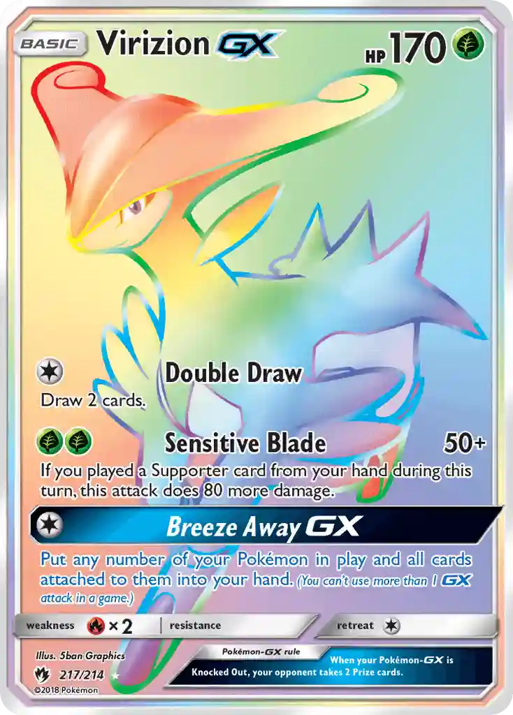 Full Art/Virizion GX Secret (217) 2018 Pokemon Sun & Moon Lost Thunder