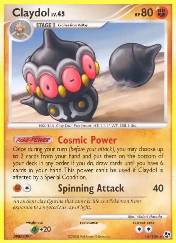 Claydol-Reverse Foil (15) 2008 Pokemon Diamond & Pearl Great Encounters
